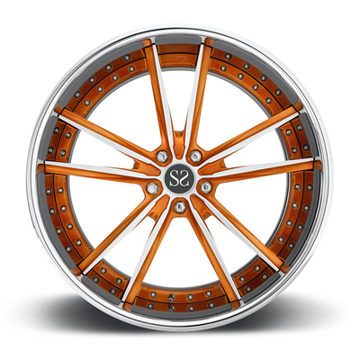 23 سم 2 قطعة عجلات مزورة اللون البرتقالي تحدث مركز حافة حافة برميل مصقول