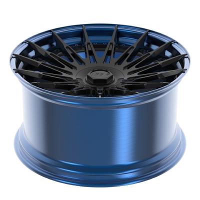 21 بوصة 2 قطعة عجلات سبائك الألومنيوم مزورة مصقول الأزرق الشفاه لمعان القرص الأسود