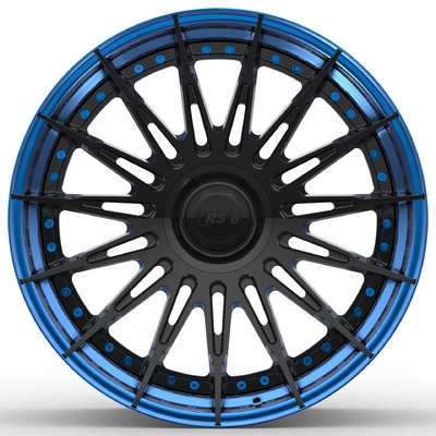 21 بوصة 2 قطعة عجلات سبائك الألومنيوم مزورة مصقول الأزرق الشفاه لمعان القرص الأسود
