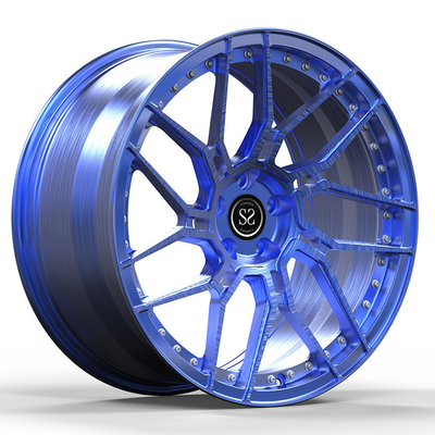 عجلات مزورة باللون الأزرق مكونة من قطعة واحدة تتحدث أحادي الكتلة لحافات سبائك الألومنيوم للسيارات الفاخرة