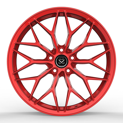 مكبرات صوت حمراء قطعة واحدة عجلات مزورة لحافات سبائك الألومنيوم للسيارات الفاخرة