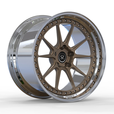 أودي S7 2019 19x8.5 5x112 ET25 Custom 2-PC Forged Rims Tuning Styles Matt Broze Disc and Polished Lip أدوات التنسيق ذات الأطراف المزوّعة