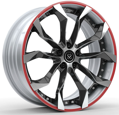 19x8.5ET9 / 19x10 ET19 اللون الأسود اللامع النافذة الوجه الأبيض والخاتم الأحمر For 2001 E39 M5