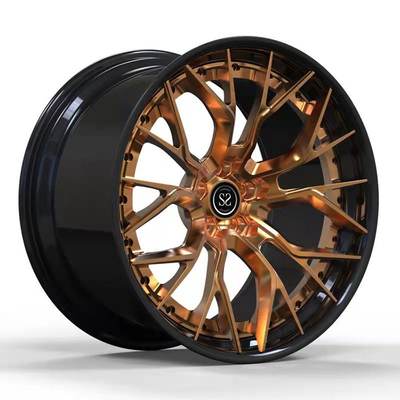 بورش 991 Staggered 2 PC جنوط ألمنيوم مزورة 5x130 أسود لامع برونز