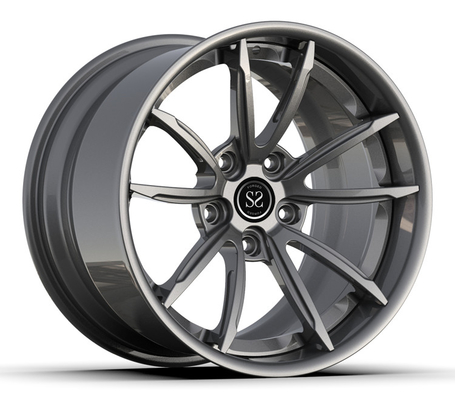 عجلات ألمنيوم مزورة 2 قطعة رمادية لامعة 18x9 18x12 18 بوصة متداخلة 996 Turbo Rims